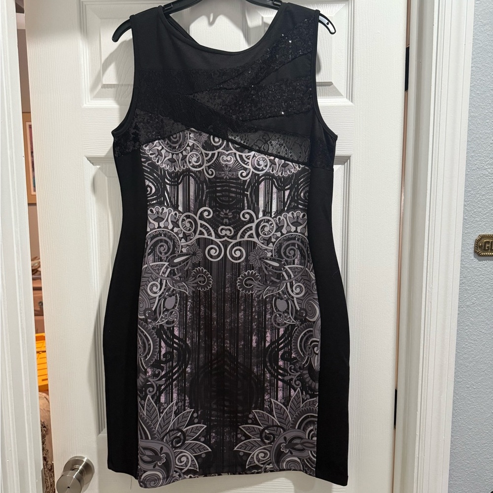 Mismash Black and Silver Sheath Mini Dress